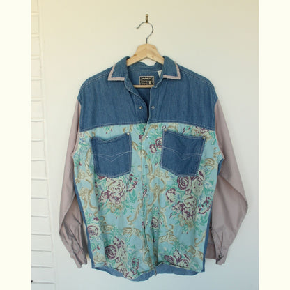 Vintage Multi-Material Button Down - L