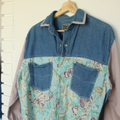 Vintage Multi-Material Button Down - L