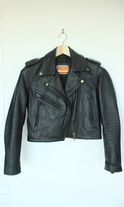 Leather Biker Jacket - XS