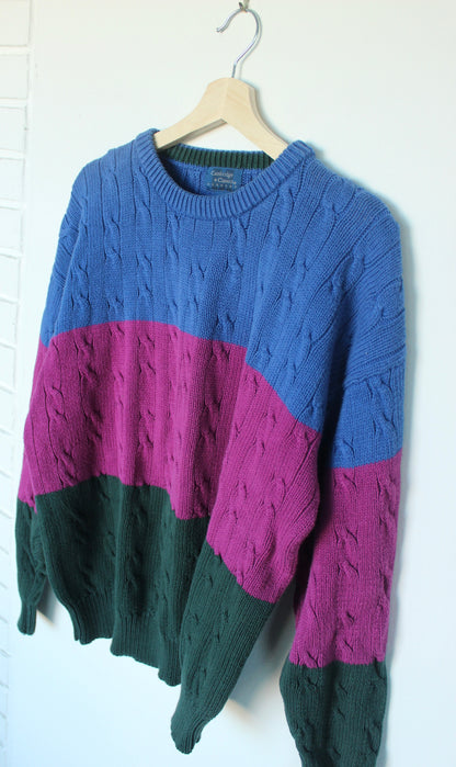 Color Block Vintage Sweater - L